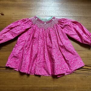 NWT Petit Ami pink long sleeve floral smocked shirt SIZE 3M